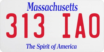 MA license plate 313IA0