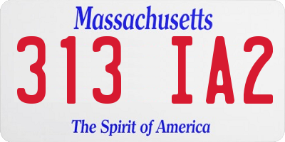 MA license plate 313IA2