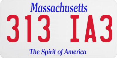MA license plate 313IA3