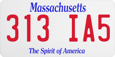 MA license plate 313IA5