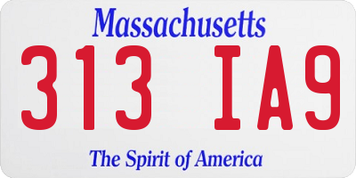 MA license plate 313IA9