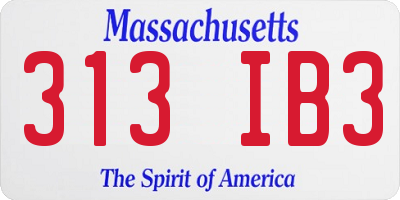 MA license plate 313IB3