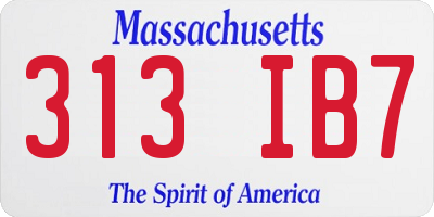 MA license plate 313IB7