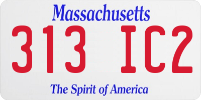 MA license plate 313IC2
