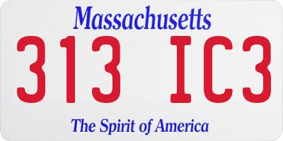 MA license plate 313IC3