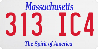 MA license plate 313IC4