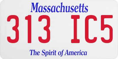MA license plate 313IC5