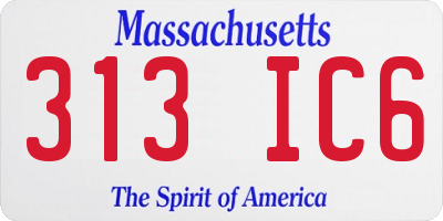 MA license plate 313IC6