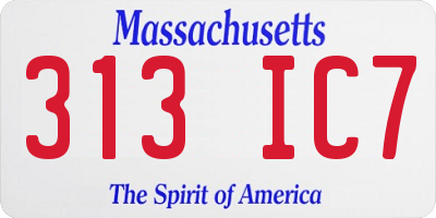MA license plate 313IC7
