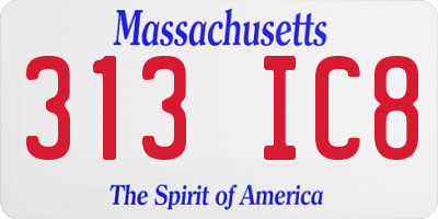 MA license plate 313IC8
