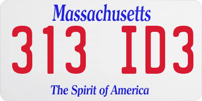 MA license plate 313ID3