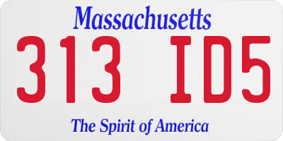 MA license plate 313ID5