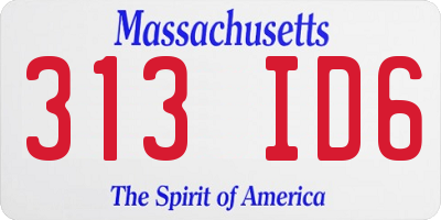 MA license plate 313ID6