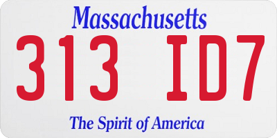 MA license plate 313ID7