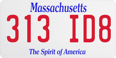 MA license plate 313ID8
