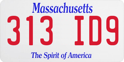 MA license plate 313ID9