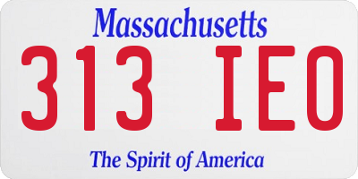 MA license plate 313IE0