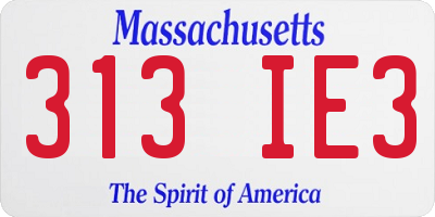 MA license plate 313IE3