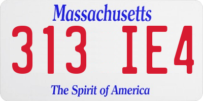 MA license plate 313IE4