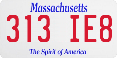 MA license plate 313IE8