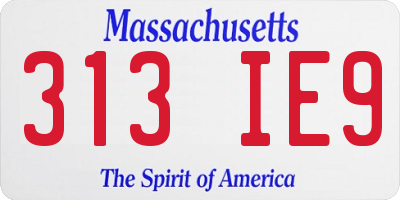 MA license plate 313IE9