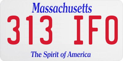MA license plate 313IF0