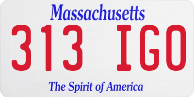 MA license plate 313IG0