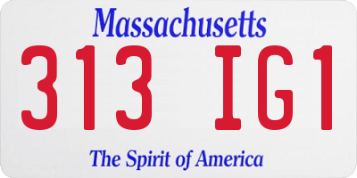 MA license plate 313IG1