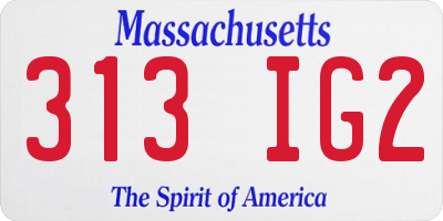 MA license plate 313IG2