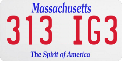 MA license plate 313IG3