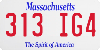 MA license plate 313IG4