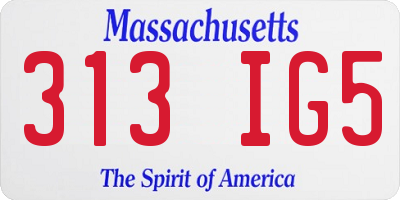MA license plate 313IG5