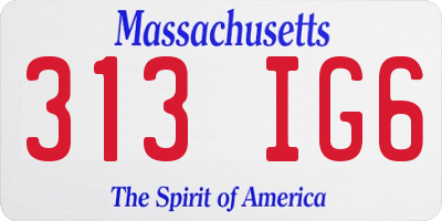 MA license plate 313IG6