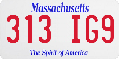 MA license plate 313IG9