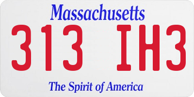 MA license plate 313IH3