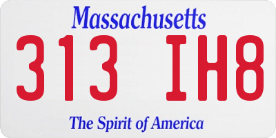 MA license plate 313IH8