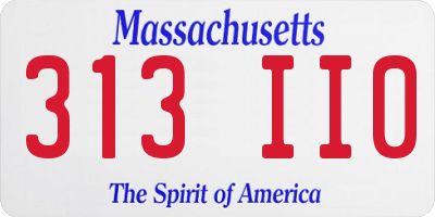 MA license plate 313II0