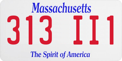 MA license plate 313II1