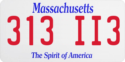 MA license plate 313II3