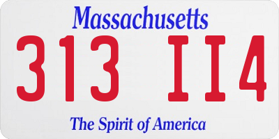 MA license plate 313II4
