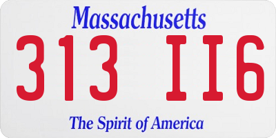 MA license plate 313II6
