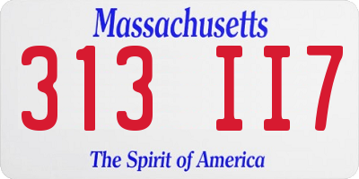 MA license plate 313II7