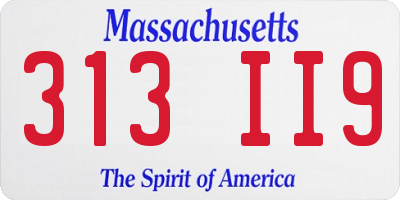 MA license plate 313II9