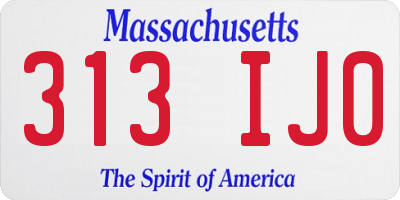 MA license plate 313IJ0