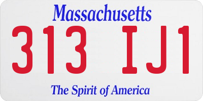 MA license plate 313IJ1