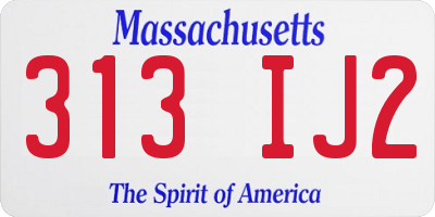MA license plate 313IJ2