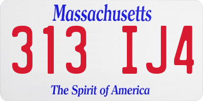 MA license plate 313IJ4