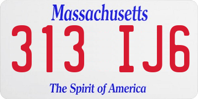 MA license plate 313IJ6