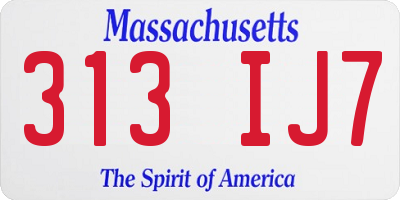 MA license plate 313IJ7