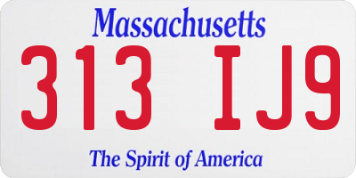 MA license plate 313IJ9